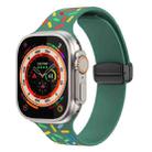 For Apple Watch 8 45mm Rainbow Dots Silicone Magnetic Black Buckle Watch Band(Green) - 1