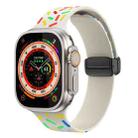 For Apple Watch 7 45mm Rainbow Dots Silicone Magnetic Black Buckle Watch Band(Starlight Color) - 1