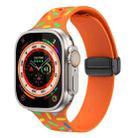 For Apple Watch 7 45mm Rainbow Dots Silicone Magnetic Black Buckle Watch Band(Orange) - 1