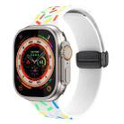 For Apple Watch 6 44mm Rainbow Dots Silicone Magnetic Black Buckle Watch Band(White) - 1