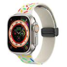 For Apple Watch 6 44mm Rainbow Dots Silicone Magnetic Black Buckle Watch Band(Starlight Color) - 1
