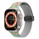 For Apple Watch 6 44mm Rainbow Dots Silicone Magnetic Black Buckle Watch Band(Gray) - 1