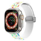For Apple Watch 8 45mm Rainbow Dots Silicone Magnetic Buckle Watch Band(White) - 1