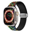 For Apple Watch 8 45mm Rainbow Dots Silicone Magnetic Buckle Watch Band(Black) - 1
