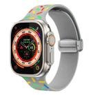 For Apple Watch 8 45mm Rainbow Dots Silicone Magnetic Buckle Watch Band(Gray) - 1