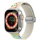 For Apple Watch 8 45mm Rainbow Dots Silicone Magnetic Buckle Watch Band(Starlight Color) - 1