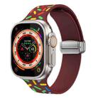 For Apple Watch SE 44mm Rainbow Dots Silicone Magnetic Buckle Watch Band(Wine) - 1