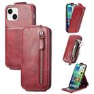 For iPhone 15 Zipper Wallet Vertical Flip Leather Phone Case(Red) - 1
