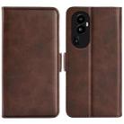 For OPPO Reno10 Pro Dual-side Magnetic Buckle Horizontal Flip Leather Phone Case(Brown) - 1