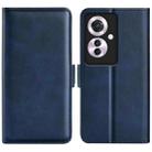 For OPPO Reno11 F 5G Dual-side Magnetic Buckle Horizontal Flip Leather Phone Case(Dark Blue) - 1