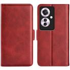 For OPPO Reno11 F 5G Dual-side Magnetic Buckle Horizontal Flip Leather Phone Case(Red) - 1