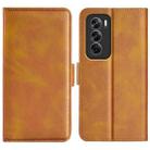 For OPPO Reno12 5G Global Dual-side Magnetic Buckle Horizontal Flip Leather Phone Case(Yellow) - 1