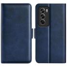 For OPPO Reno12 5G Global Dual-side Magnetic Buckle Horizontal Flip Leather Phone Case(Dark Blue) - 1