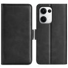 For OPPO Reno13 5G Dual-side Magnetic Buckle Horizontal Flip Leather Phone Case(Black) - 1
