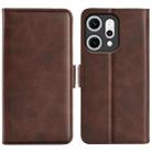 For OPPO Reno14 Pro 5G Global Dual-side Magnetic Buckle Horizontal Flip Leather Phone Case(Brown) - 1