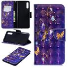 3D Colored Drawing Pattern Horizontal Flip Leather Case for Galaxy A70, with Holder & Card Slots & Wallet(Purple Butterfly) - 1