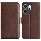 For OPPO Reno14 F 5G Dual-side Magnetic Buckle Horizontal Flip Leather Phone Case(Brown) - 1
