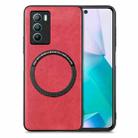 For vivo T1 Solid Color Leather Skin Back Cover Magsafe Phone Case(Red) - 1