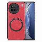 For vivo X90 Solid Color Leather Skin Back Cover Magsafe Phone Case(Red) - 1