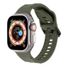 For Apple Watch SE 2022 44mm Ripple Silicone Sports Watch Band(Dark Green) - 1