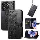 For Tecno Camon 20 Pro 5G Butterfly Love Flower Embossed Leather Phone Case(Black) - 1