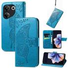 For Tecno Camon 20 Pro 5G Butterfly Love Flower Embossed Leather Phone Case(Blue) - 1