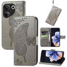 For Tecno Camon 20 Pro 5G Butterfly Love Flower Embossed Leather Phone Case(Gray) - 1