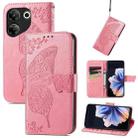 For Tecno Camon 20 Pro 5G Butterfly Love Flower Embossed Leather Phone Case(Pink) - 1