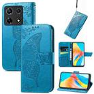 For Tecno Note 30 Pro Butterfly Love Flower Embossed Leather Phone Case(Blue) - 1