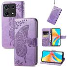 For Tecno Note 30 Pro Butterfly Love Flower Embossed Leather Phone Case(Light Purple) - 1