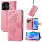 For Tecno Spark GO 2023 Butterfly Love Flower Embossed Leather Phone Case(Pink) - 1