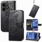 For Tecno Itel S23+ Butterfly Love Flower Embossed Leather Phone Case(Black) - 1