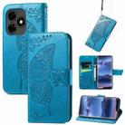 For Tecno Itel S23+ Butterfly Love Flower Embossed Leather Phone Case(Blue) - 1