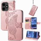 For Tecno Itel S23+ Butterfly Love Flower Embossed Leather Phone Case(Rose Gold) - 1