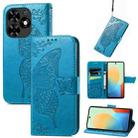 For Tecno Spark Go 2024 Butterfly Love Flower Embossed Leather Phone Case(Blue) - 1