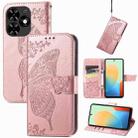 For Tecno Spark Go 2024 Butterfly Love Flower Embossed Leather Phone Case(Rose Gold) - 1