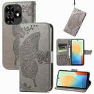 For Tecno Spark Go 2024 Butterfly Love Flower Embossed Leather Phone Case(Gray) - 1