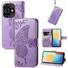 For Tecno Spark Go 2024 Butterfly Love Flower Embossed Leather Phone Case(Light Purple) - 1