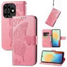 For Tecno Spark Go 2024 Butterfly Love Flower Embossed Leather Phone Case(Pink) - 1