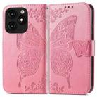 For Tecno Itel A70 Butterfly Love Flower Embossed Leather Phone Case(Pink) - 1