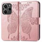 For Tecno Spark 20 Pro Butterfly Love Flower Embossed Leather Phone Case(Rose Gold) - 1