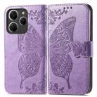 For Tecno Spark 20 Pro Butterfly Love Flower Embossed Leather Phone Case(Light Purple) - 1