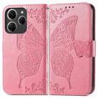 For Tecno Spark 20 Pro Butterfly Love Flower Embossed Leather Phone Case(Pink) - 1