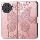 For Tecno Spark 20 Pro+ Butterfly Love Flower Embossed Leather Phone Case(Rose Gold) - 1