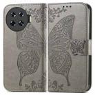 For Tecno Spark 20 Pro+ Butterfly Love Flower Embossed Leather Phone Case(Gray) - 1