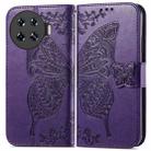 For Tecno Spark 20 Pro+ Butterfly Love Flower Embossed Leather Phone Case(Dark Purple) - 1