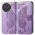 For Tecno Spark 20 Pro+ Butterfly Love Flower Embossed Leather Phone Case(Light Purple) - 1