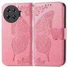 For Tecno Spark 20 Pro+ Butterfly Love Flower Embossed Leather Phone Case(Pink) - 1