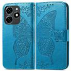 For Tecno Spark 20C Butterfly Love Flower Embossed Leather Phone Case(Blue) - 1