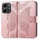 For Tecno Spark 20C Butterfly Love Flower Embossed Leather Phone Case(Rose Gold) - 1